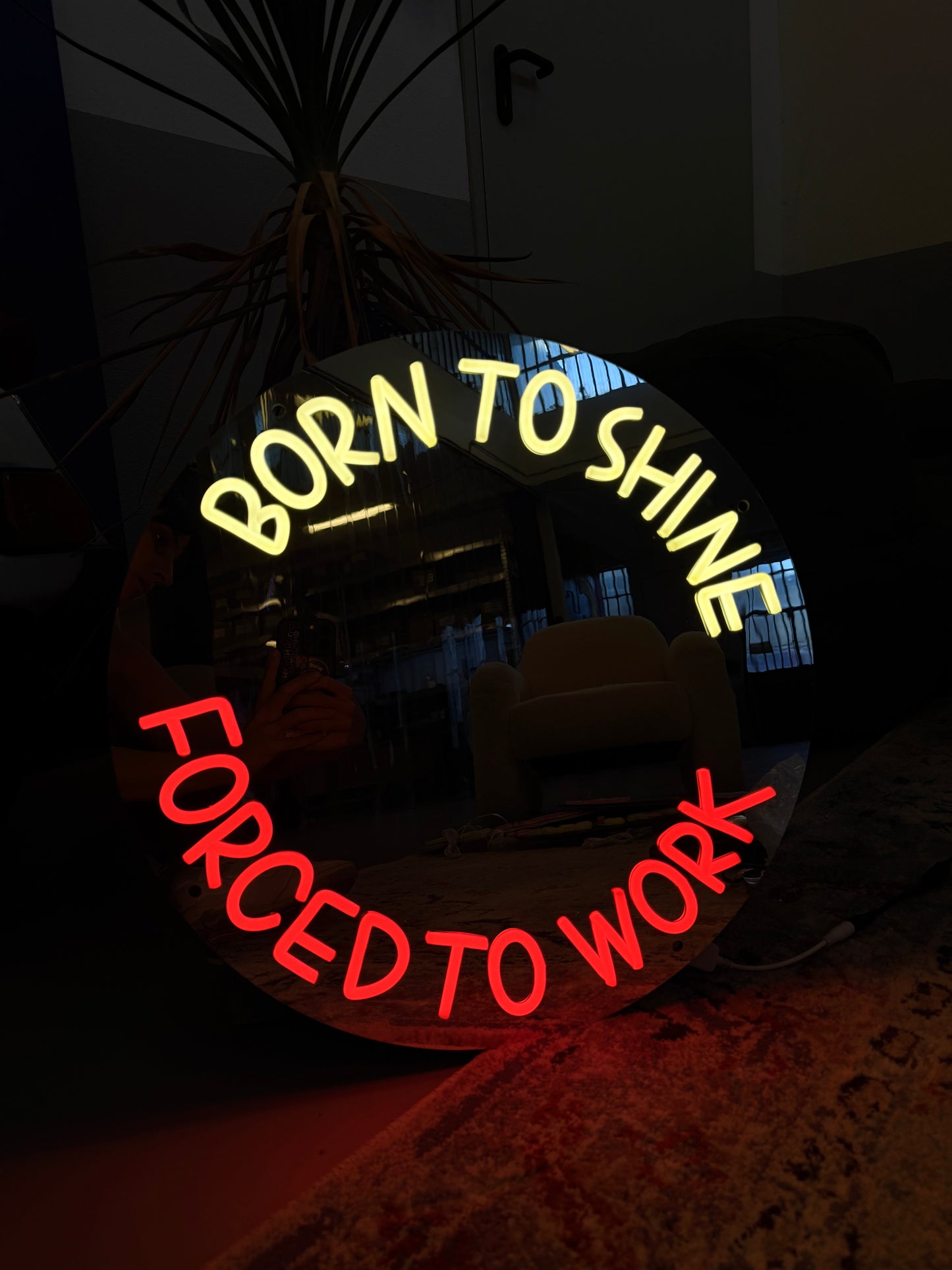 Specchio BORN TO SHINE FORCED TO WORK (ammaccato)