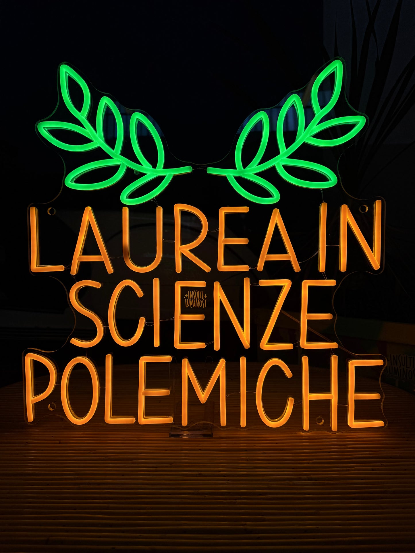 LAUREA IN SCIENZE POLEMICHE (graffiata + led bruciato)