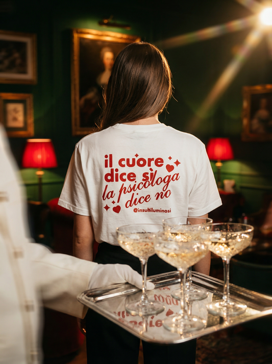 Maglietta "Il cuore dice sì la psicologa dice no"
